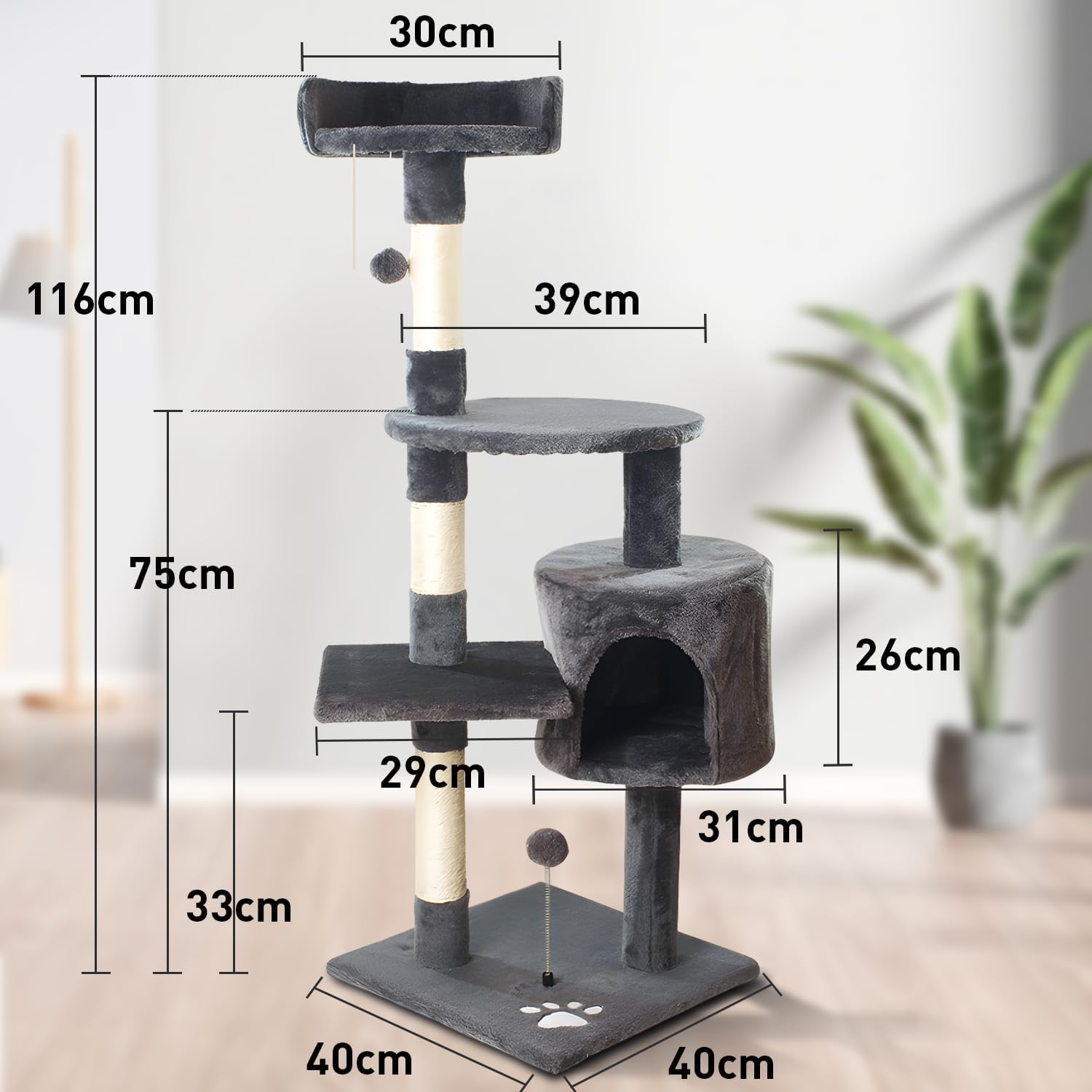 Ігровий комплекс MT04 для котів з будиночком, кігтеточкою і рампою - мініатюра 4