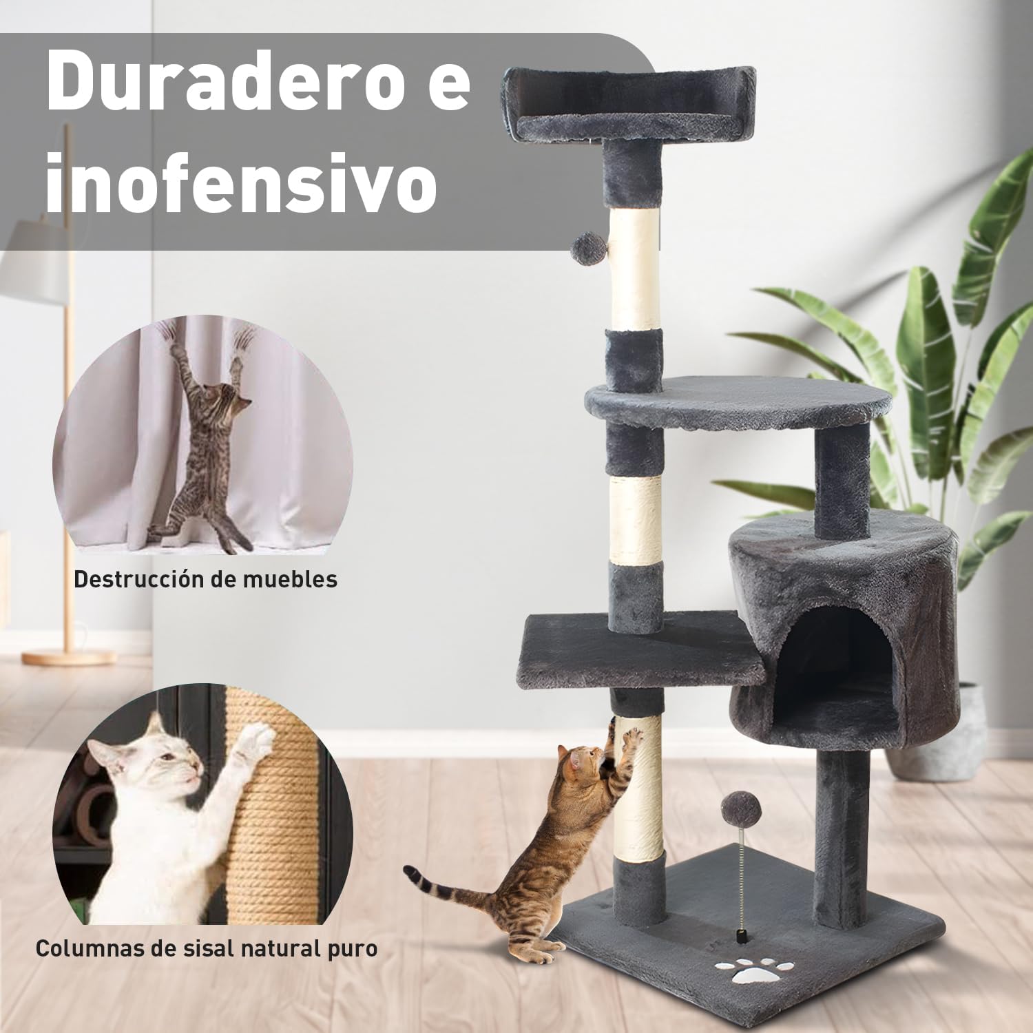 Ігровий комплекс MT04 для котів з будиночком, кігтеточкою і рампою - мініатюра 5