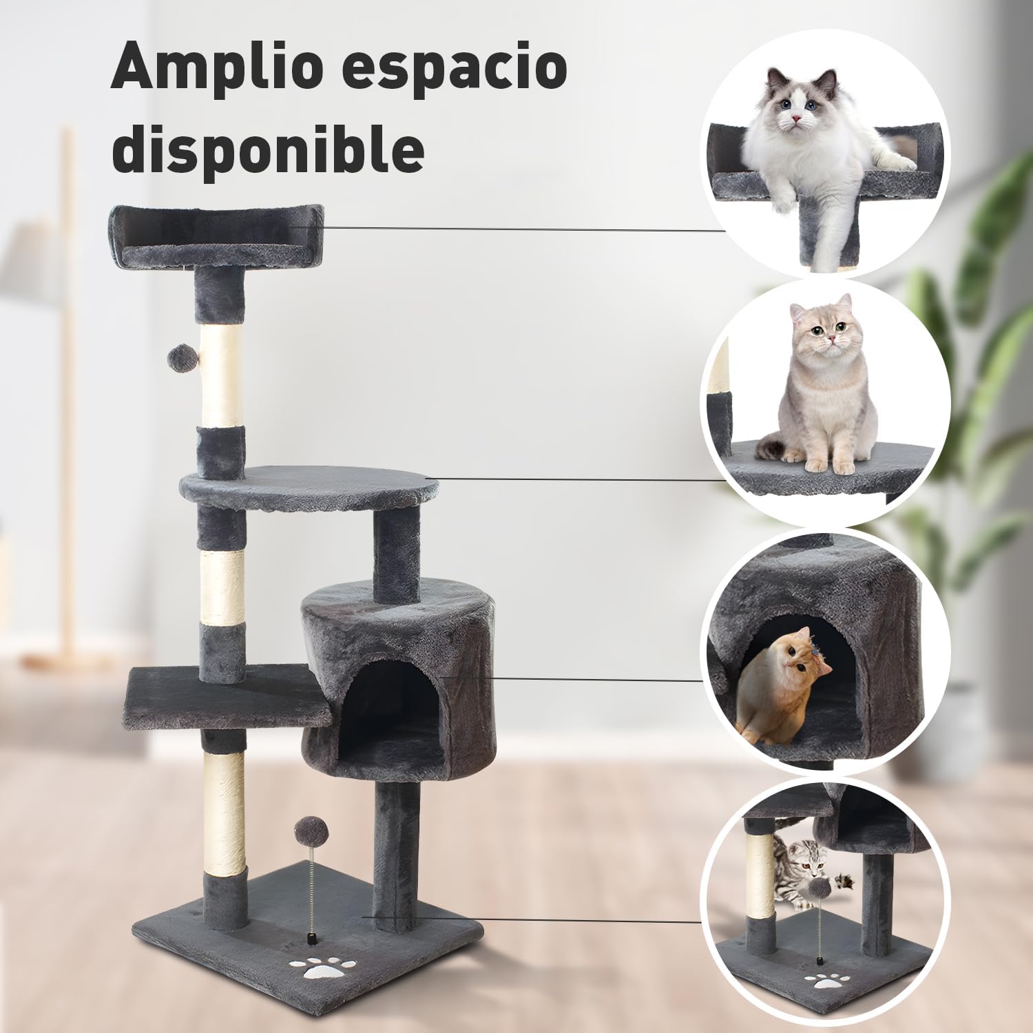 Ігровий комплекс MT04 для котів з будиночком, кігтеточкою і рампою - мініатюра 6