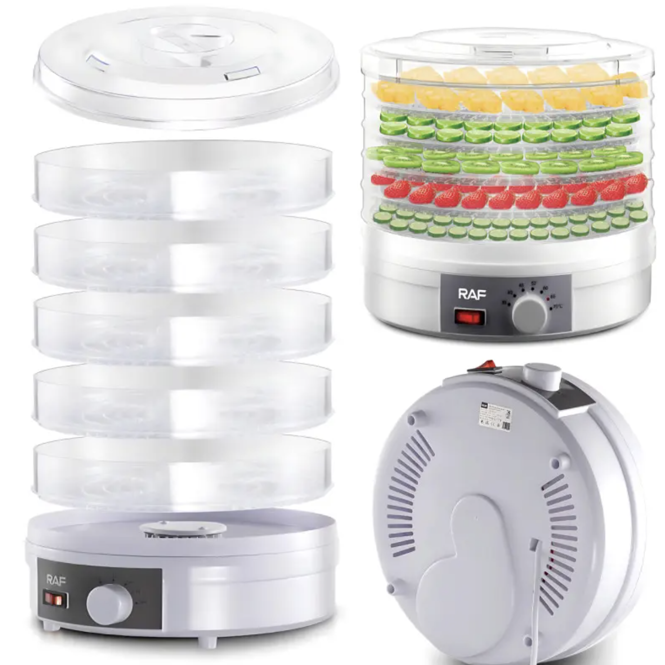 Дегідратор RAF R.6800 350 Вт з 5 лотками для фруктів, овочів і м'ясних снеків - мініатюра 5