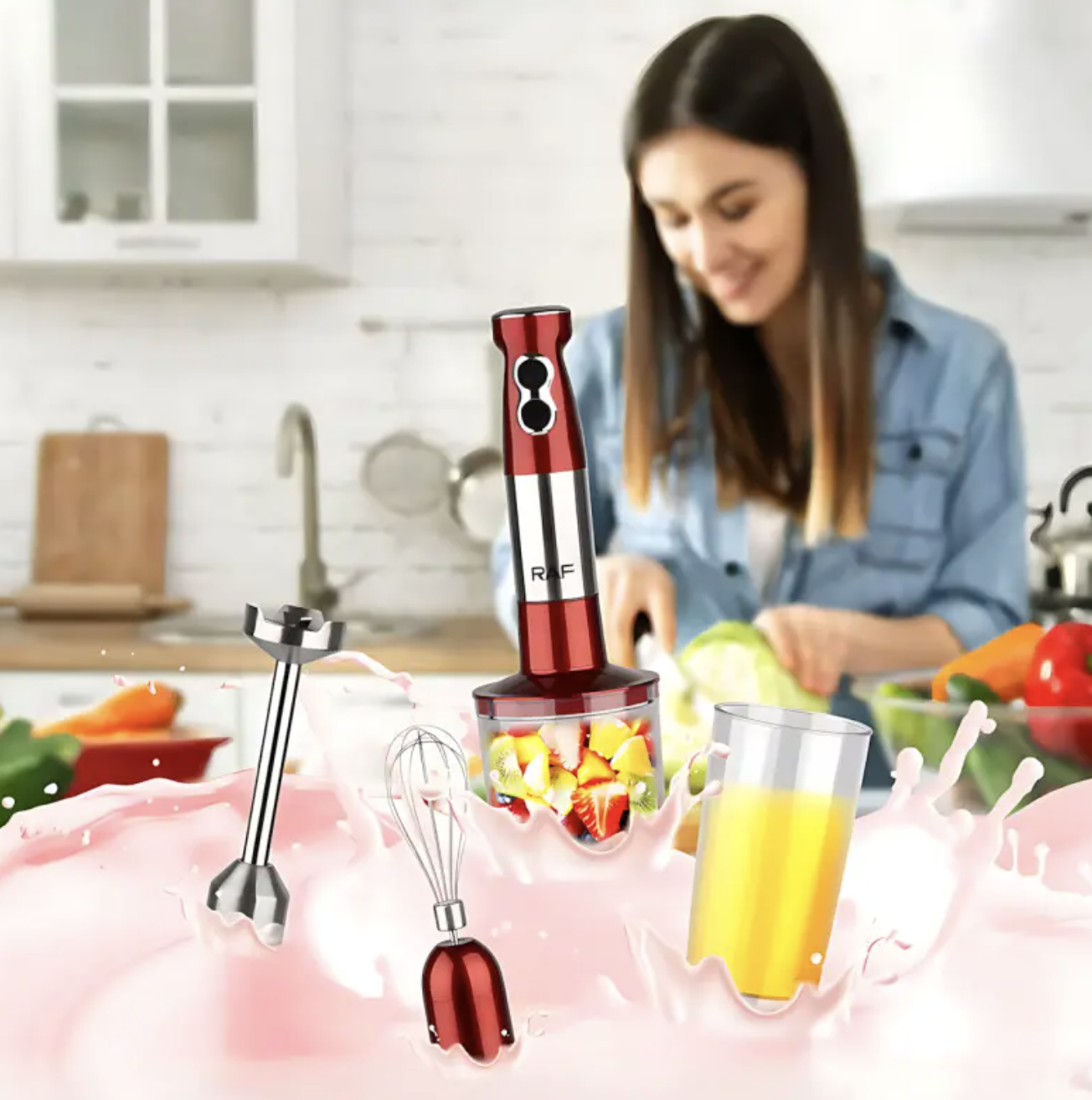 Занурювальний блендер RAF R-296 4 в 1 1000 Вт для супів, соусів і подрібнення - мініатюра 5