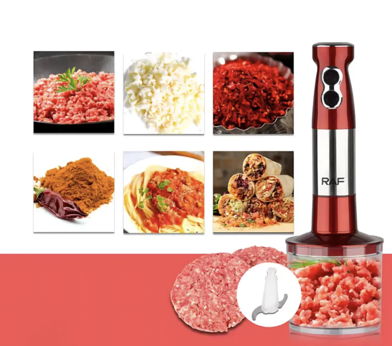 Занурювальний блендер RAF R-296 4 в 1 1000 Вт для супів, соусів і подрібнення - мініатюра 9