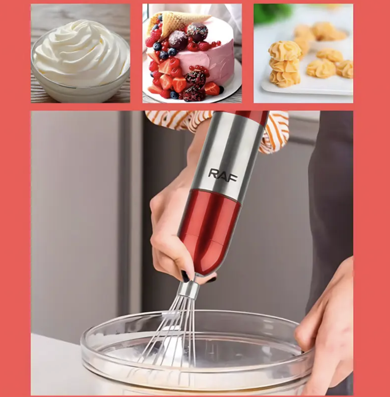 Занурювальний блендер RAF R-296 4 в 1 1000 Вт для супів, соусів і подрібнення - мініатюра 10