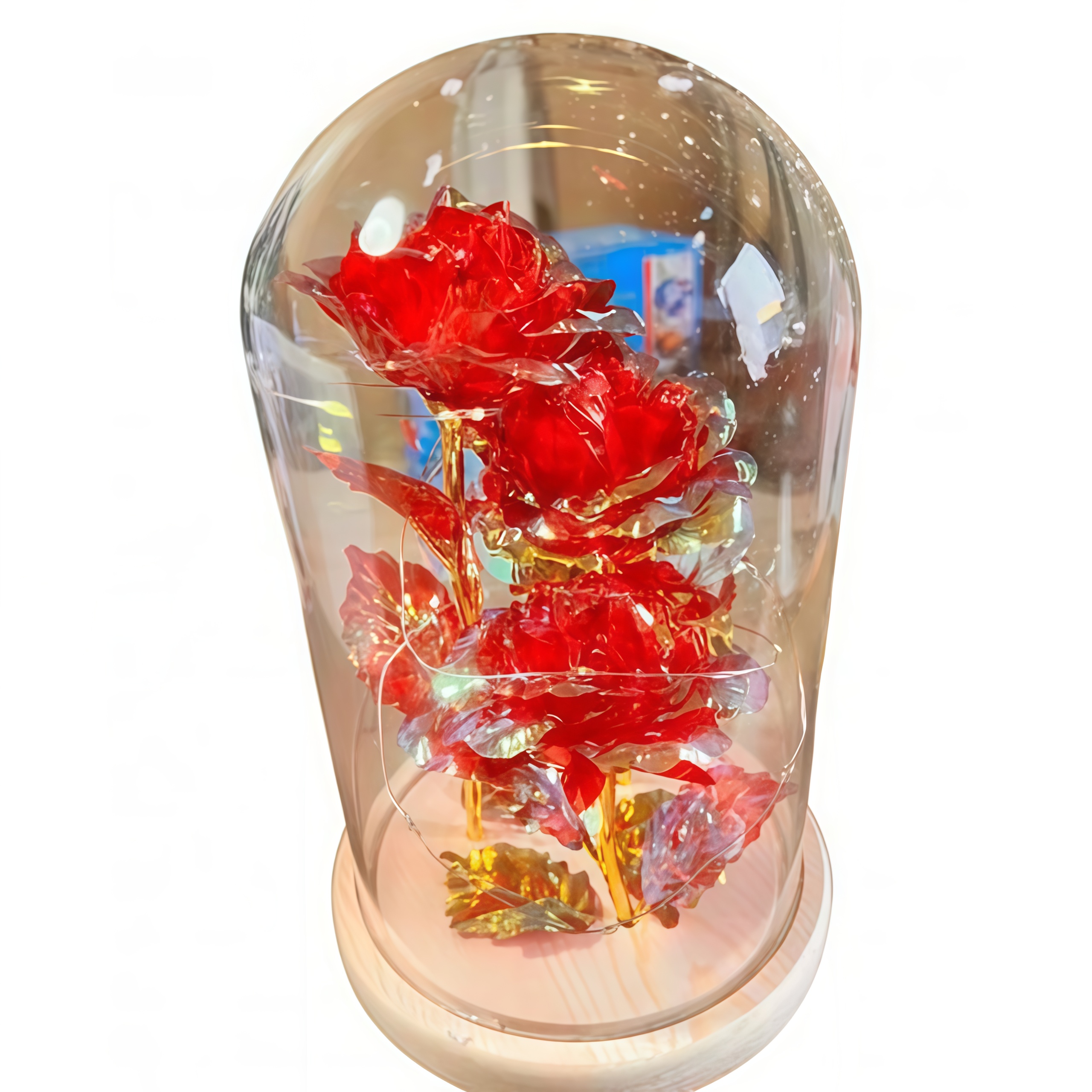 Трійна троянда в колбі з LED-підсвічуванням як стильний подарунок і декор - мініатюра 2