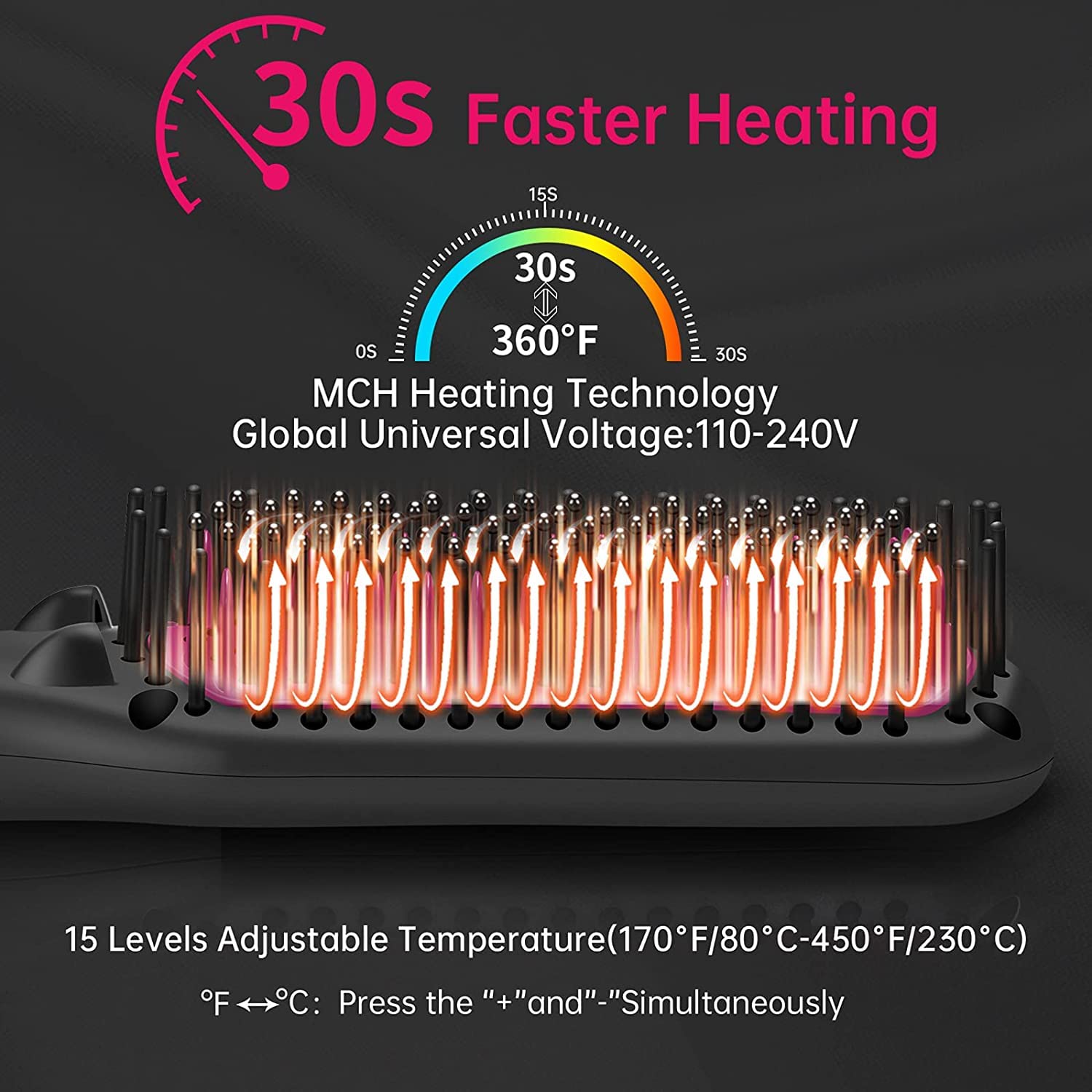 Гребінець-випрямляч HQT-906B з LED-дисплеєм і турмаліновою керамікою - мініатюра 6