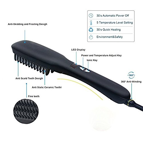 Гребінець-випрямляч PTC Heating 2 в 1 з іонізацією для швидкої укладки - мініатюра 2