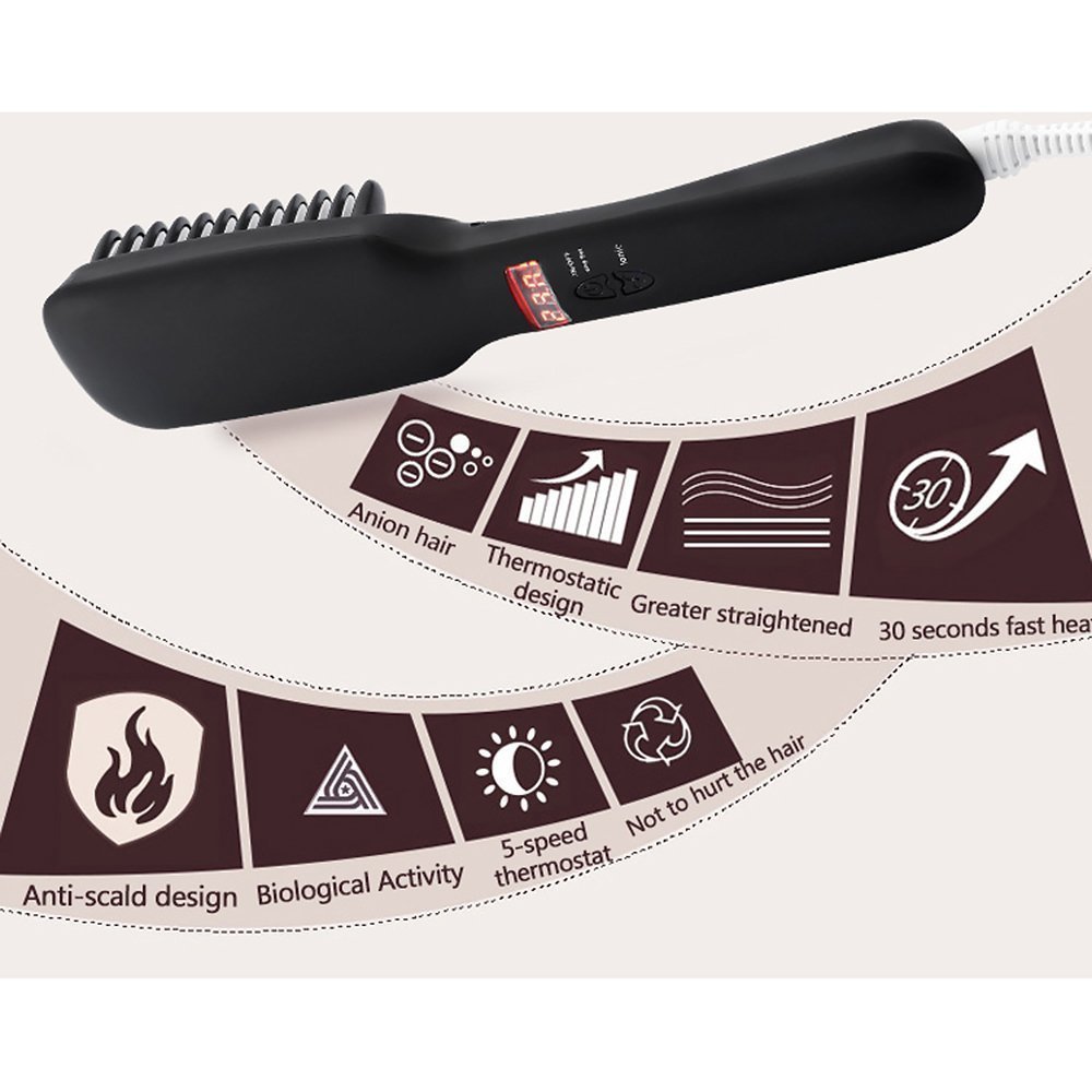 Гребінець-випрямляч PTC Heating 2 в 1 з іонізацією для швидкої укладки - мініатюра 5