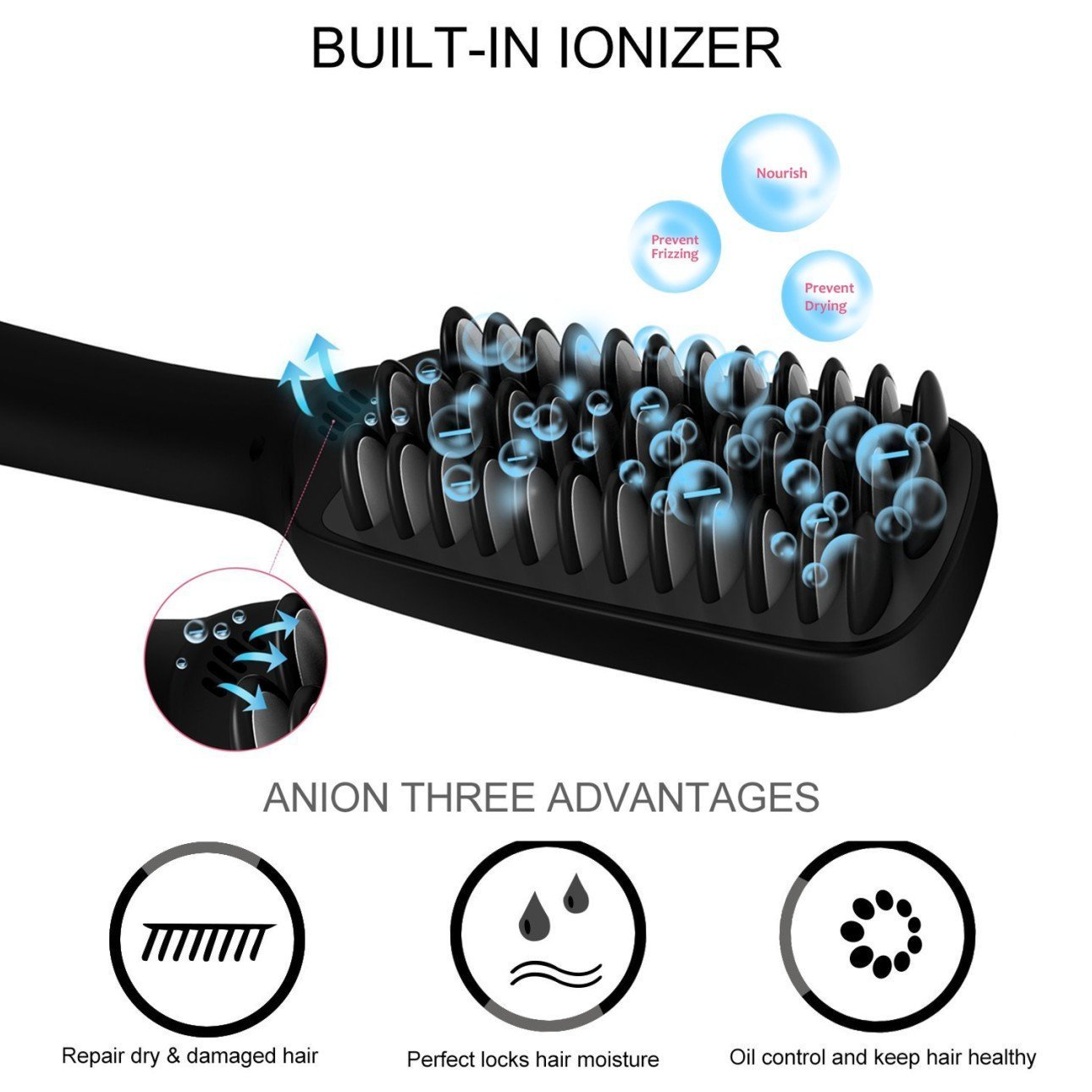 Гребінець-випрямляч PTC Heating 2 в 1 з іонізацією для швидкої укладки - мініатюра 7