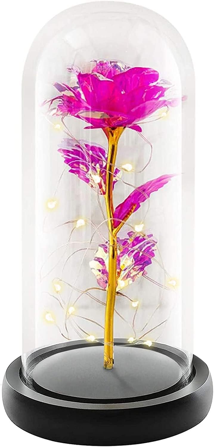 Декоративна вічна троянда в колбі з підсвічуванням квітка нічник 21 см ∙ НІЧНИК троянда в колбі 21 см