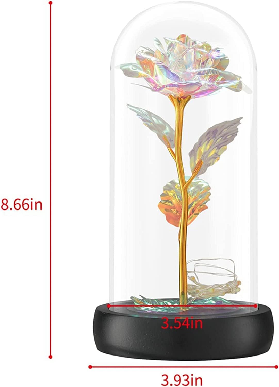 Троянда в колбі 21 см з LED-підсвічуванням як декоративний нічник - мініатюра 2