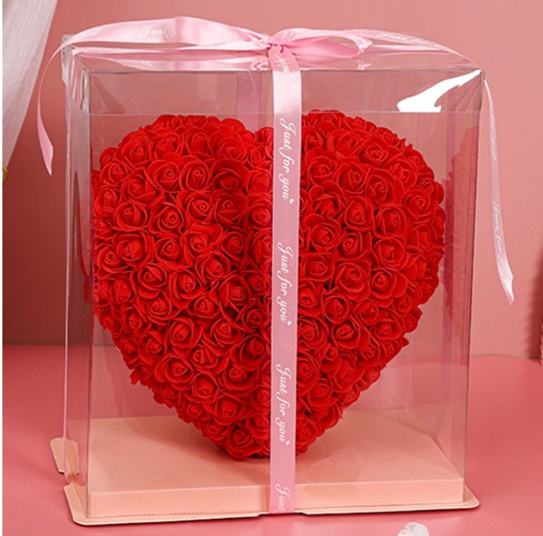 Подарункове серце з троянд KR-20 у коробці для романтичного декору - мініатюра 5