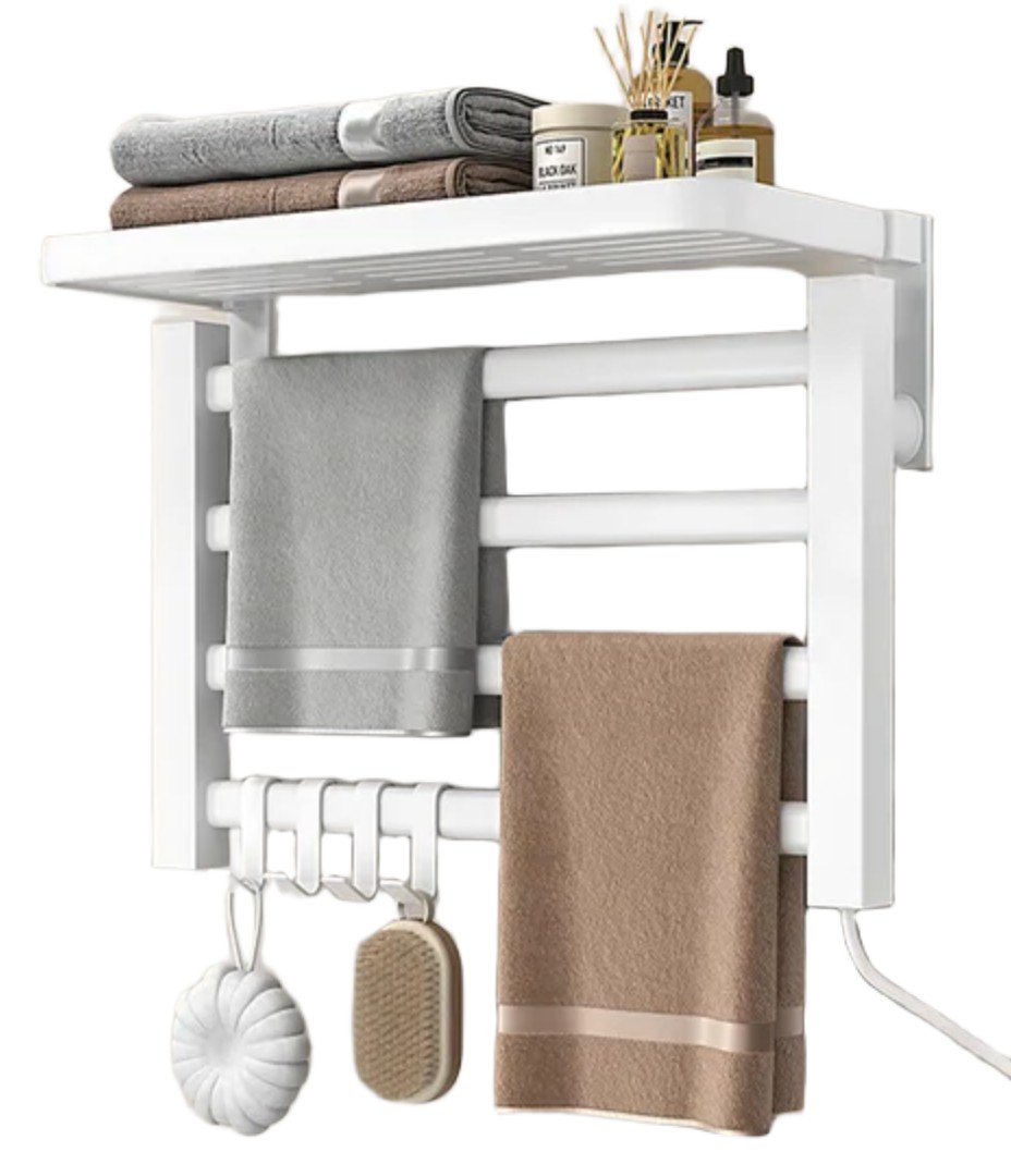 Полотенцесушник з полицею настінний GN-7402-W для ванної кімнати ∙ Електричний полотенцесушник GN-7402-W