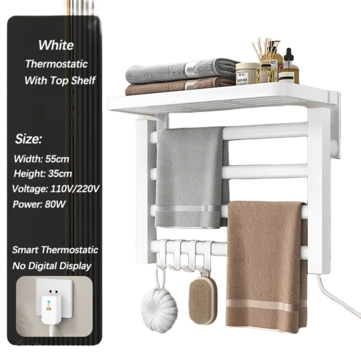 Електричний полотенцесушник GN-7402-W з полицею у білому кольорі - мініатюра 3
