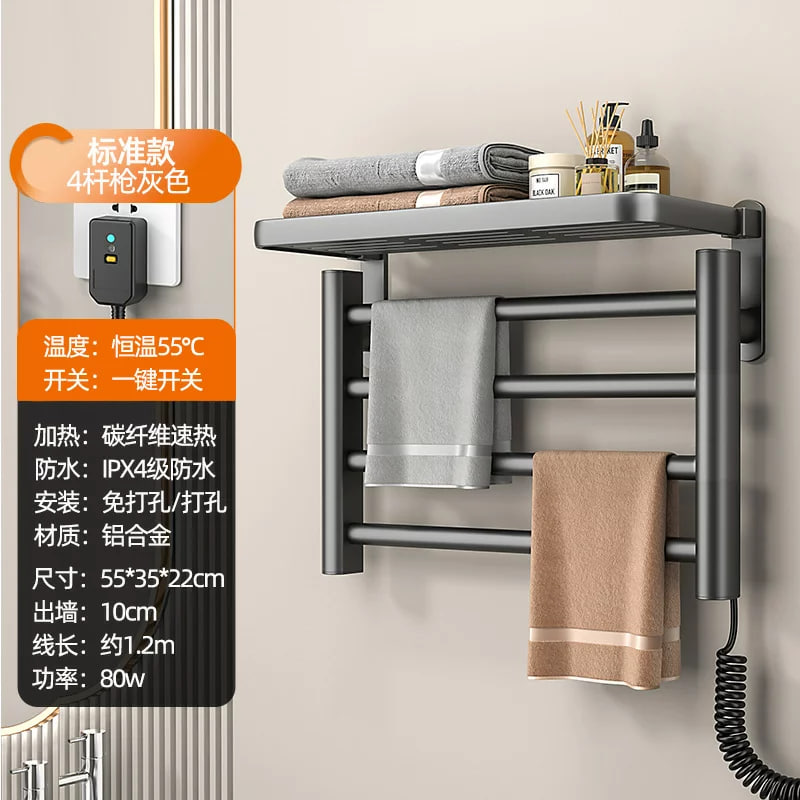 Електрична рушникосушка GN-9402-G з полицею для ванної кімнати - мініатюра 3