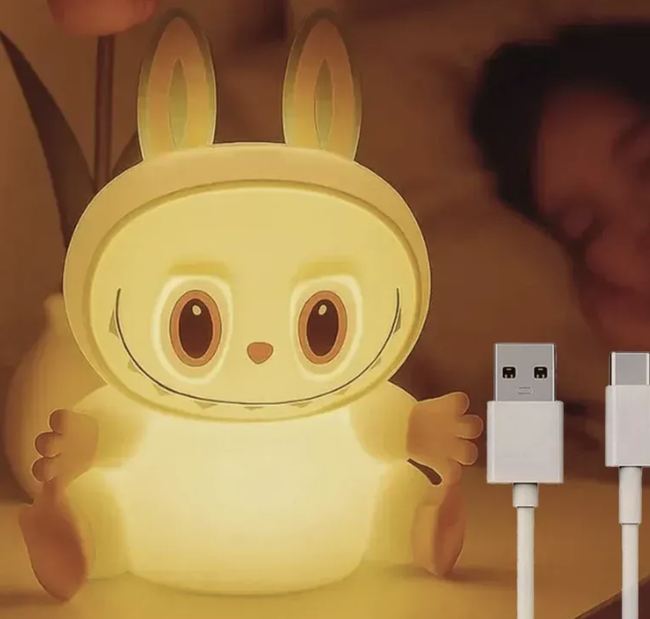 Силіконовий нічник Labubu акумуляторний для дитячої та спальні - мініатюра 2