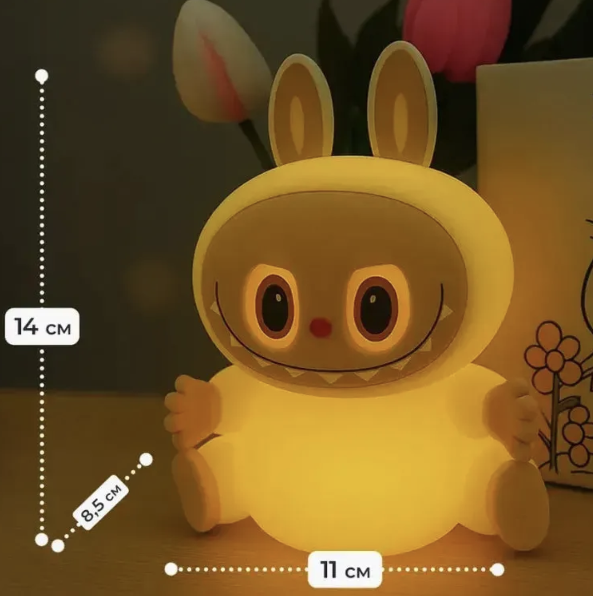 Силіконовий нічник Labubu акумуляторний для дитячої та спальні - мініатюра 8