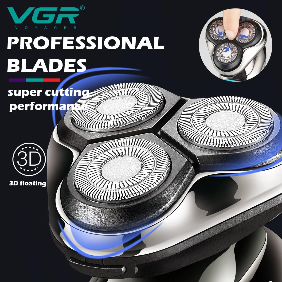 Електробритва VGR V-323 з трьома роторними головками і захистом IPX6 - мініатюра 5