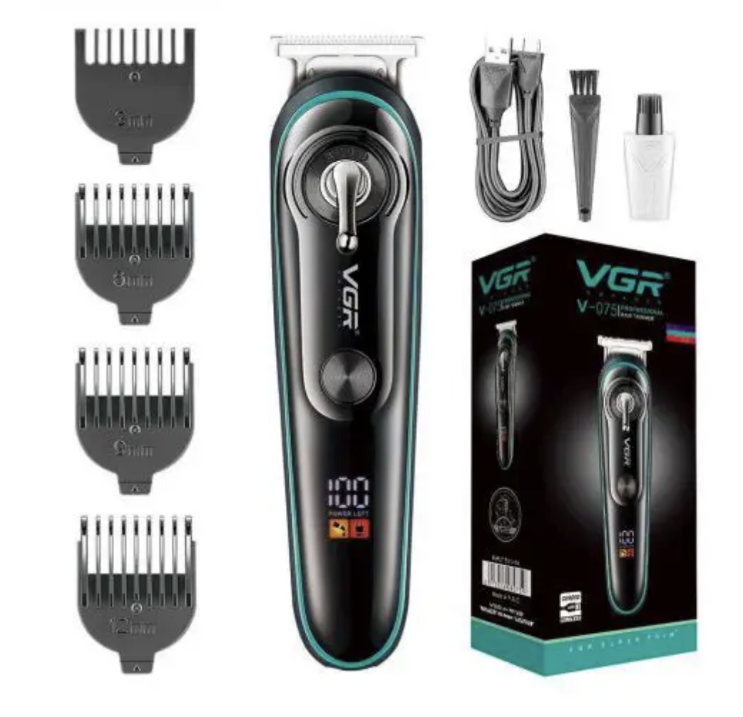 Тример VGR V-075 для бороди, вусів і волосся з LED-дисплеєм та USB-зарядкою - мініатюра 2