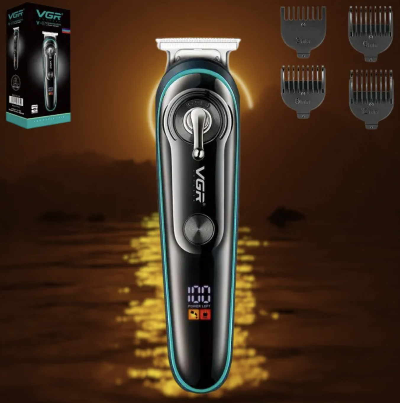 Тример VGR V-075 для бороди, вусів і волосся з LED-дисплеєм та USB-зарядкою - мініатюра 3