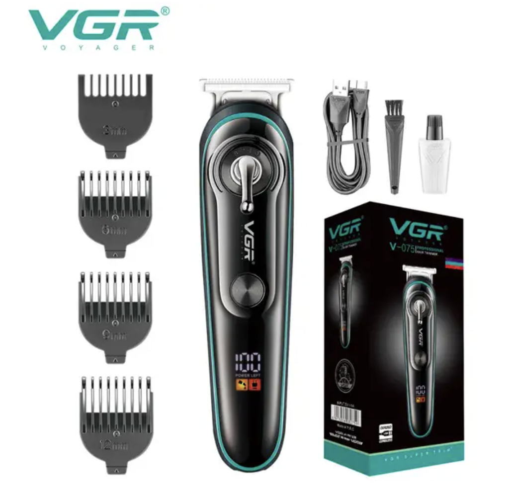 Тример VGR V-075 для бороди, вусів і волосся з LED-дисплеєм та USB-зарядкою - мініатюра 4