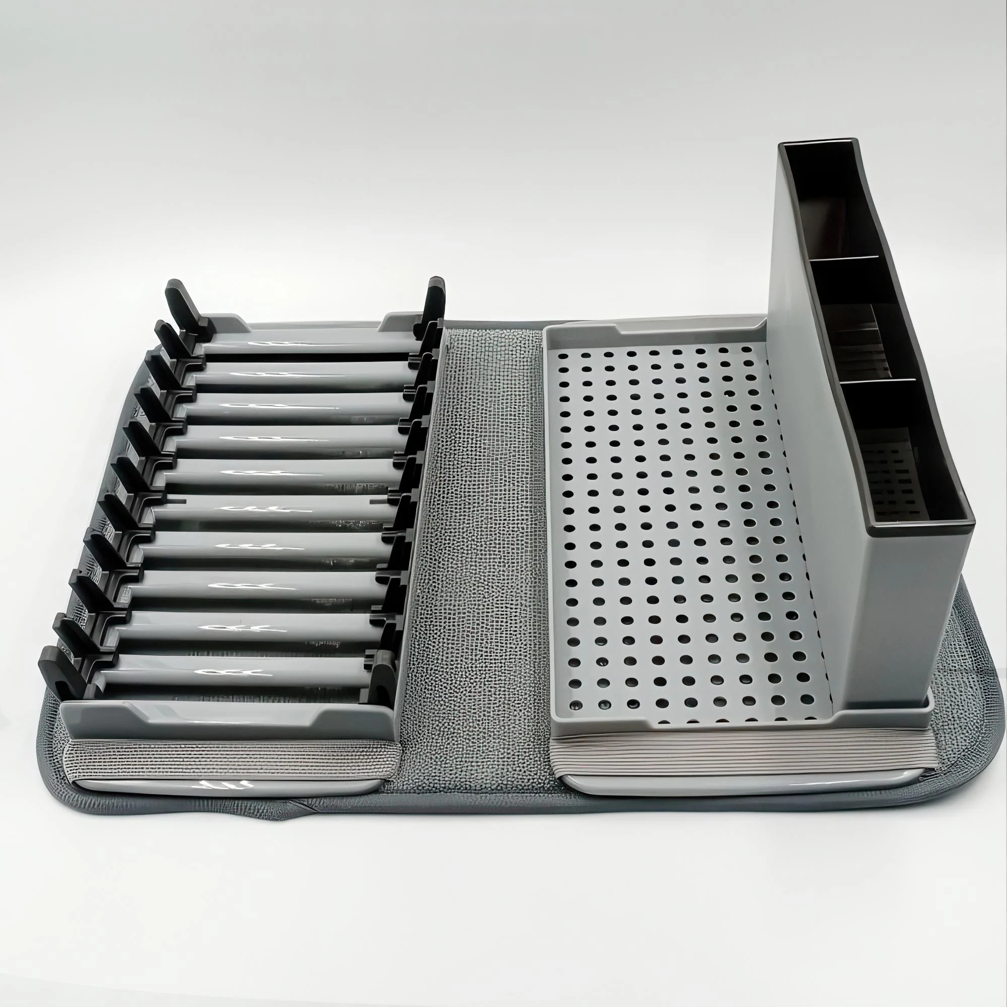 Складна сушарка для посуду 41,5 x 33 x 13,5 см з піддоном і мікрофібровим килимком - мініатюра 2