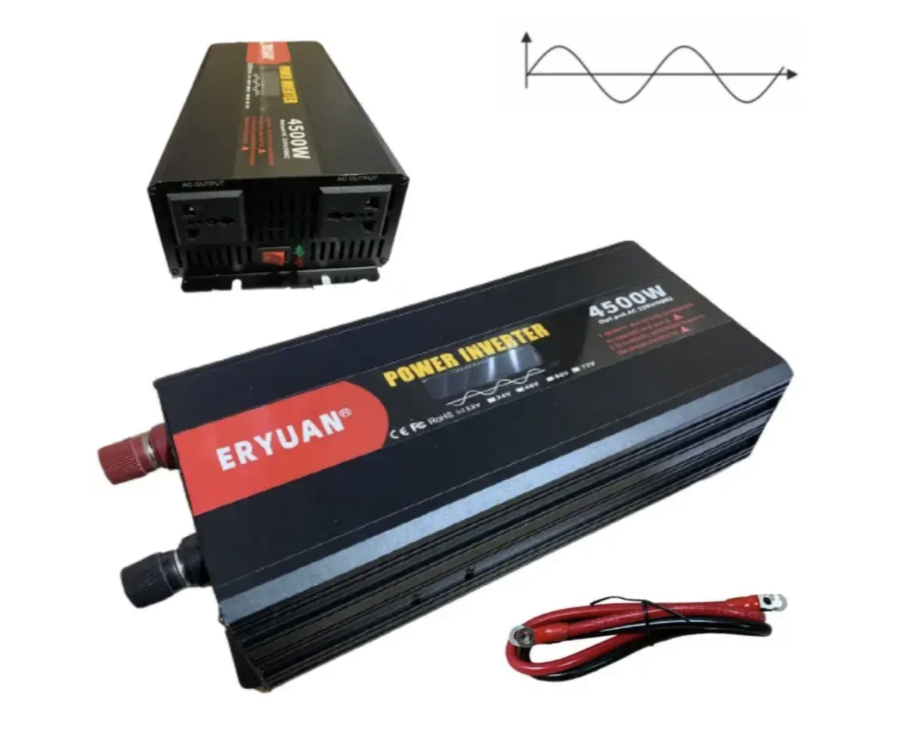 Інвертор AGM 12V-220V 4500W з чистою синусоїдою і LCD - мініатюра 4