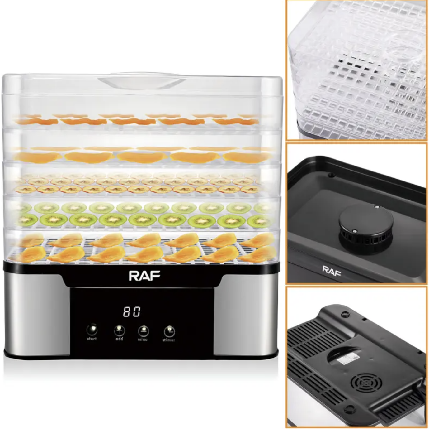 Дегідратор RAF R.6801 для фруктів, овочів, м'яса і домашніх заготовок - мініатюра 8