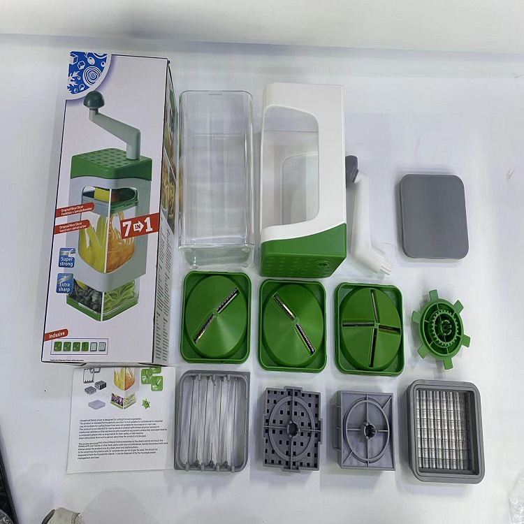 Ручна овочерізка з контейнером Genius Nicer Dicer Кухонний слайсер - терка з насадками 7 в 1 - мініатюра 6