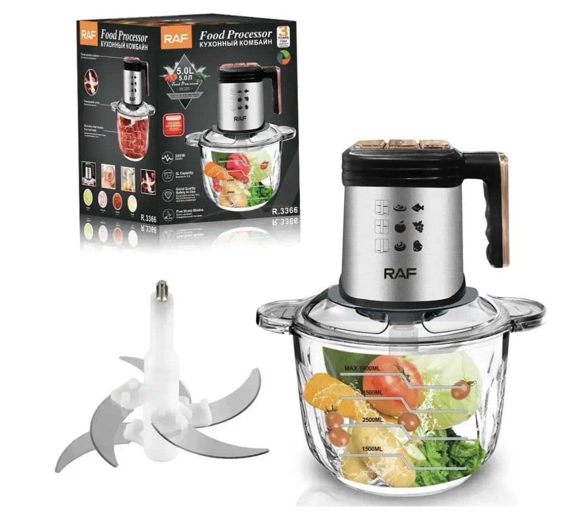 Кухонний комбайн RAF R.3366 5 л зі скляною чашею - мініатюра 4