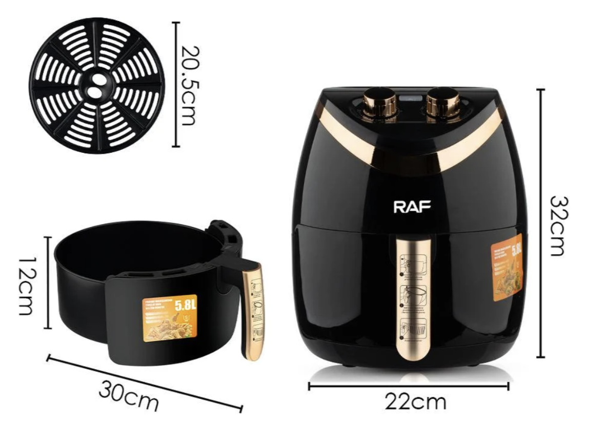 Аерофритюрниця RAF R.5232B 5.8 л для здорового приготування без олії - мініатюра 5