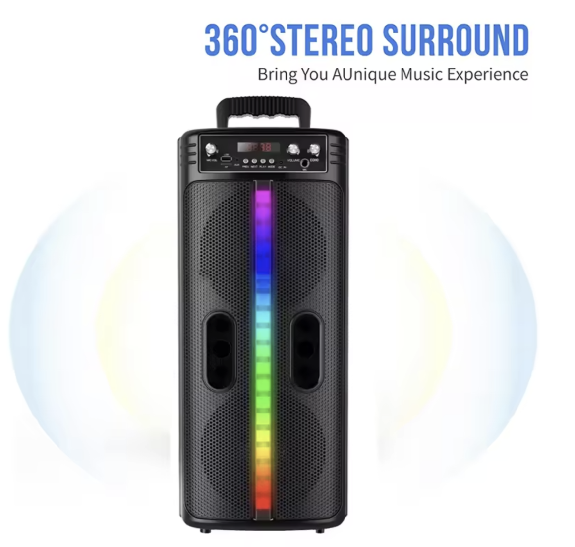 Портативна колонка TTD-2806 з Bluetooth, RGB і мікрофоном для вечірок - мініатюра 3