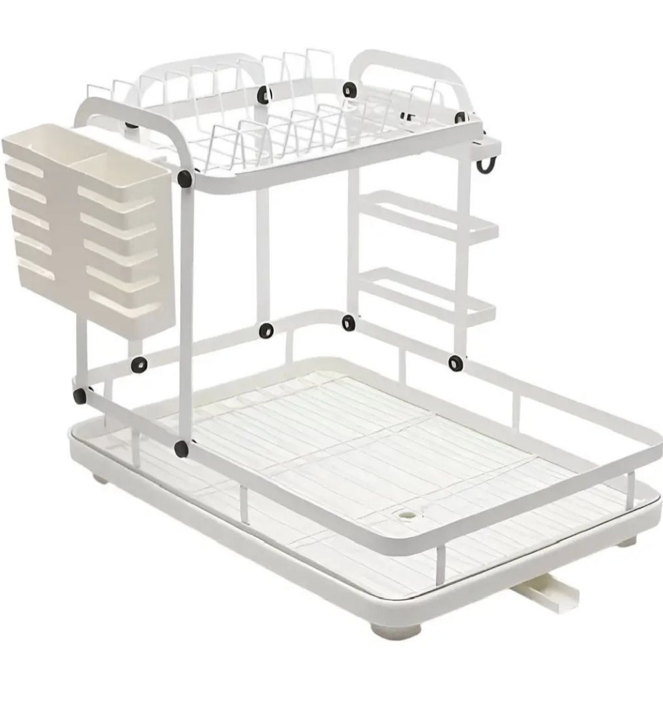 Двоярусна сушарка для посуду 42×33×30 см з відливом ∙ Функціональна сушарка для посуду 42×33×30