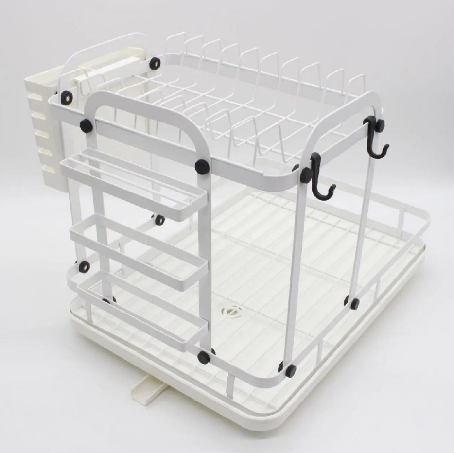 Двоярусна сушарка для посуду 42 x 33 x 30 см з піддоном для води - мініатюра 2