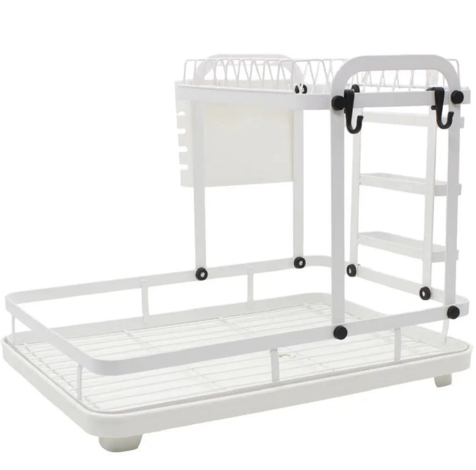Двоярусна сушарка для посуду 42 x 33 x 30 см з піддоном для води - мініатюра 5