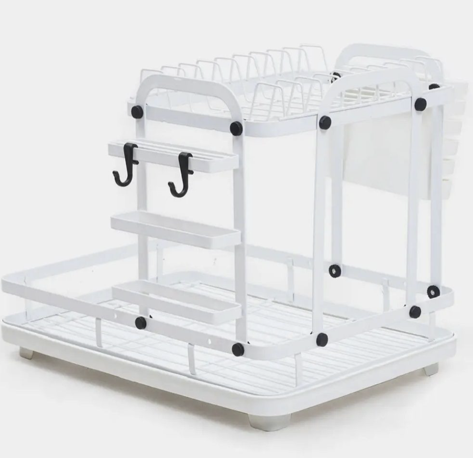 Двоярусна сушарка для посуду 42 x 33 x 30 см з піддоном для води - мініатюра 6