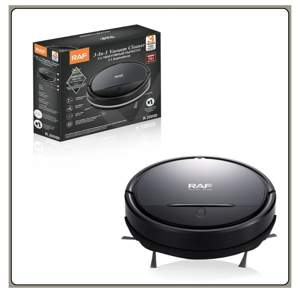 Робот-пилосос RAF R.20000 для сухого прибирання з контейнером 1200 мл - мініатюра 2
