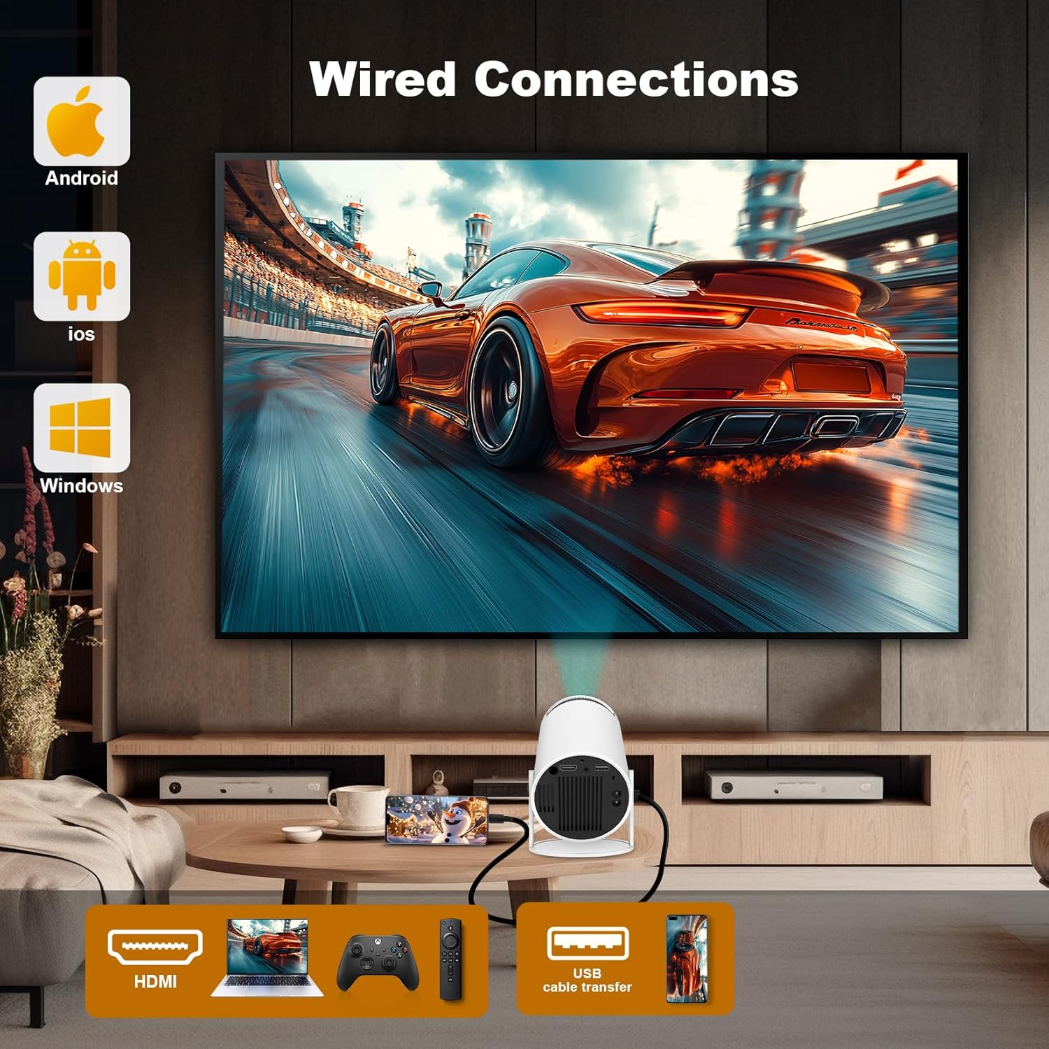 Смарт-проєктор HY300 PRO з Android TV 11.0, підтримкою 4K, WiFi 6 та Bluetooth 5.0 - мініатюра 6