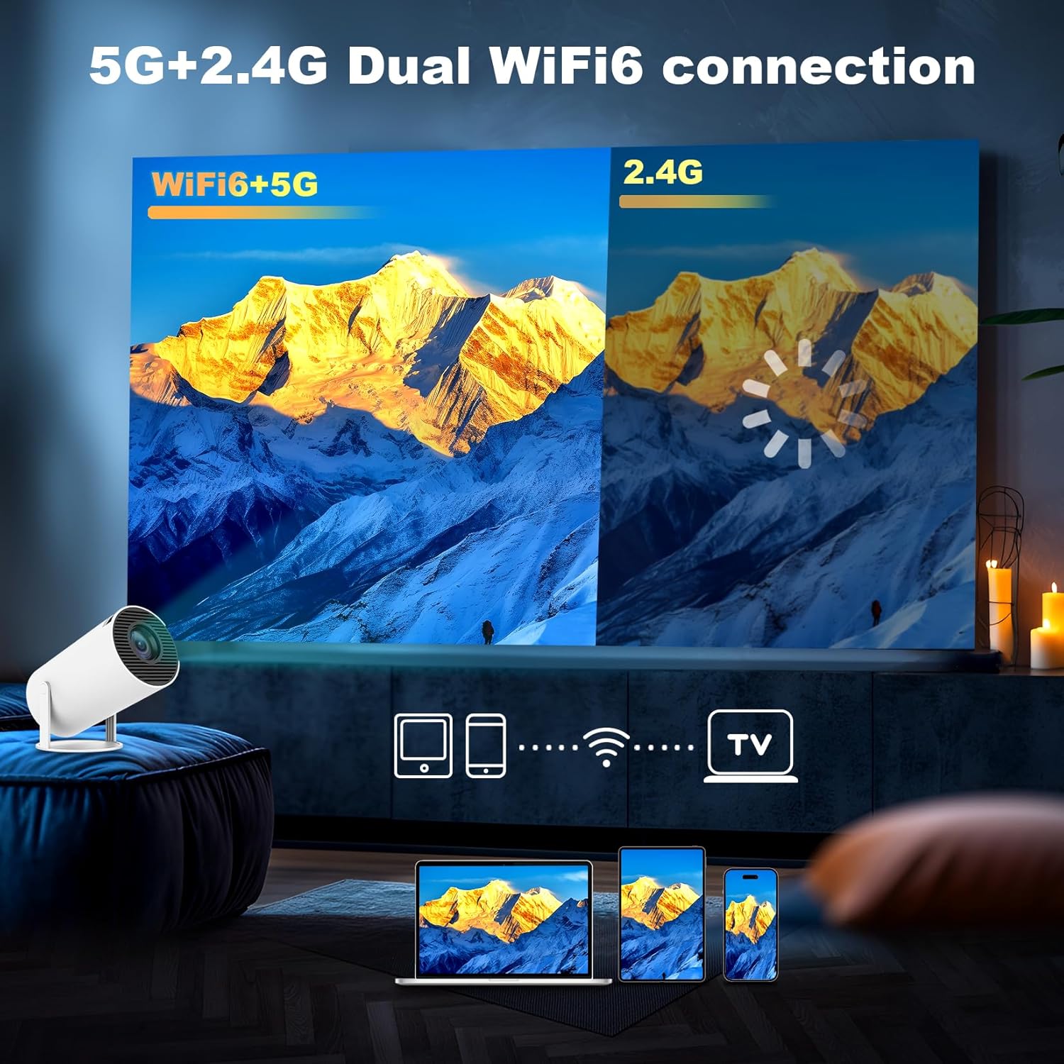Смарт-проєктор HY300 PRO з Android TV 11.0, підтримкою 4K, WiFi 6 та Bluetooth 5.0 - мініатюра 7
