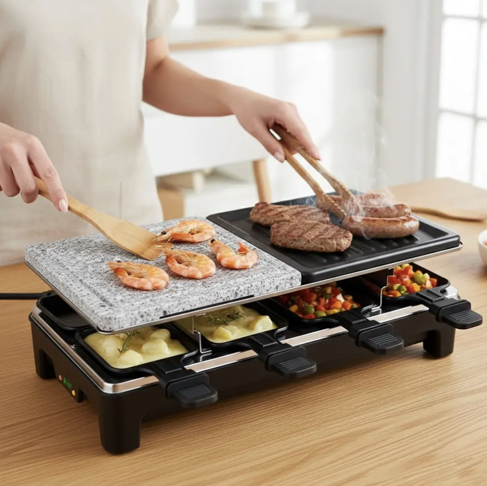 Раклетниця-гриль RAF R.5425 з кам'яною плитою та 8 сковорідками - мініатюра 3