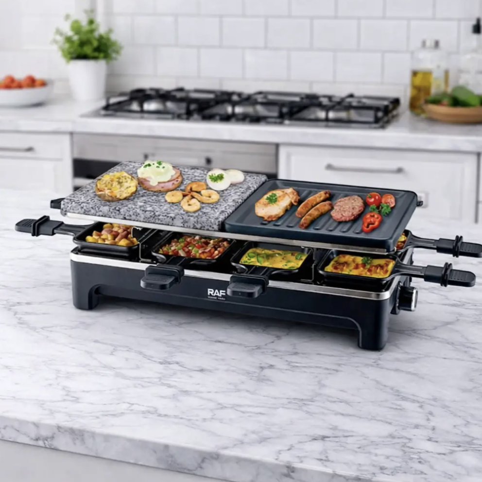 Раклетниця-гриль RAF R.5425 з кам'яною плитою та 8 сковорідками - мініатюра 4