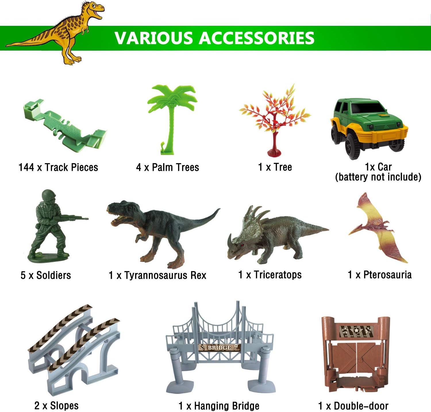 Дитячий автотрек Dinosaur 1906 на 192 деталі з динозаврами - мініатюра 4