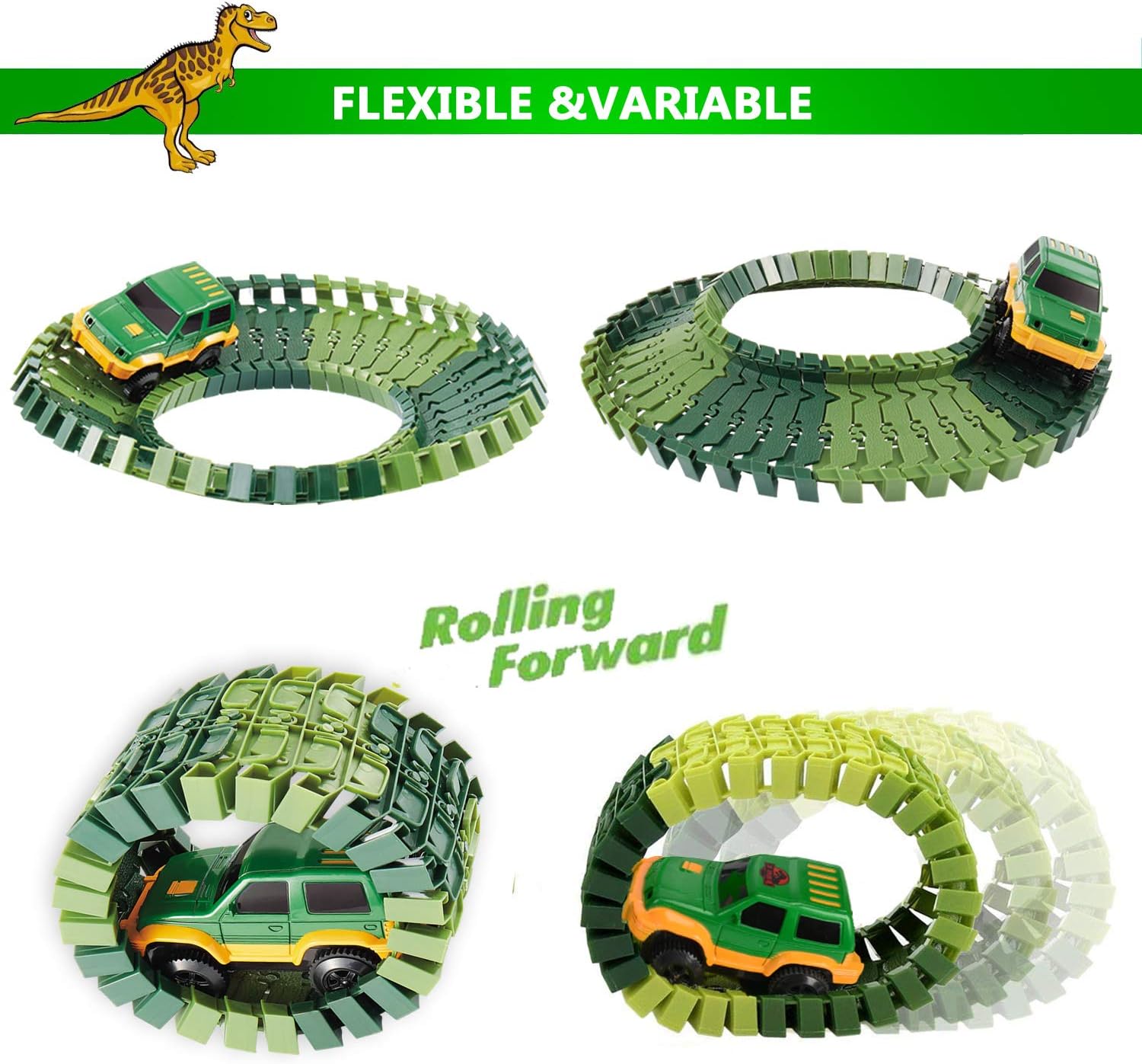 Дитячий автотрек Dinosaur 1906 на 192 деталі з динозаврами - мініатюра 5