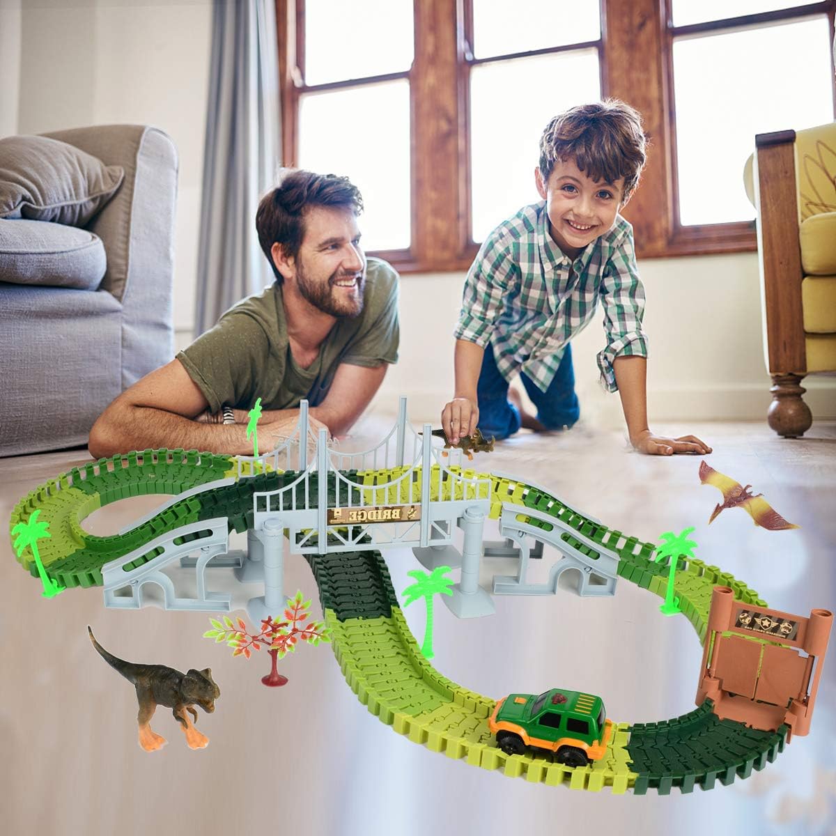 Дитячий автотрек Dinosaur 1906 на 192 деталі з динозаврами - мініатюра 8