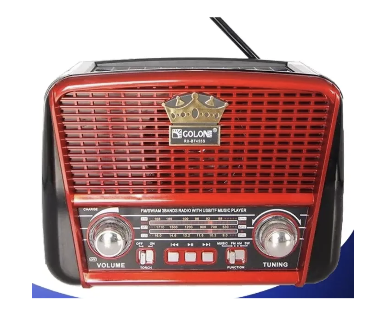 Радіоприймач GOLON RX-BT455S Solar USB з ліхтариком - мініатюра 2