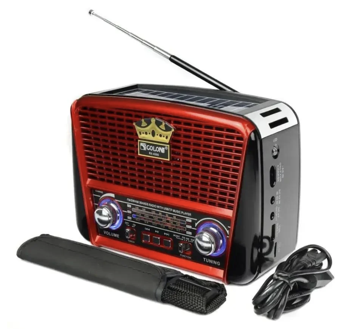 Радіоприймач GOLON RX-BT455S Solar USB з ліхтариком - мініатюра 9