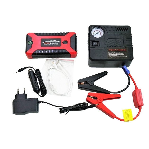 Пускозарядний пристрій червоний JUMP STARTER JX27 WITH PUMP 99800 мАг - мініатюра 1