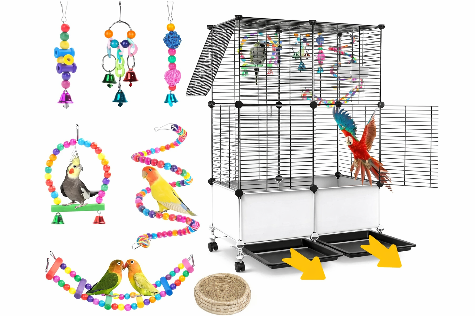 Металева клітка для птахів KP-84 на колесах - мініатюра 5