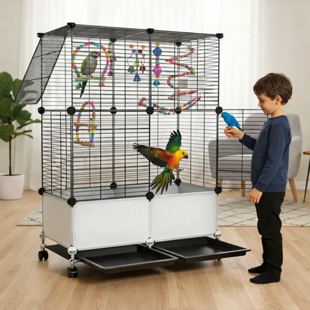 Металева клітка для птахів KP-84 на колесах - мініатюра 6