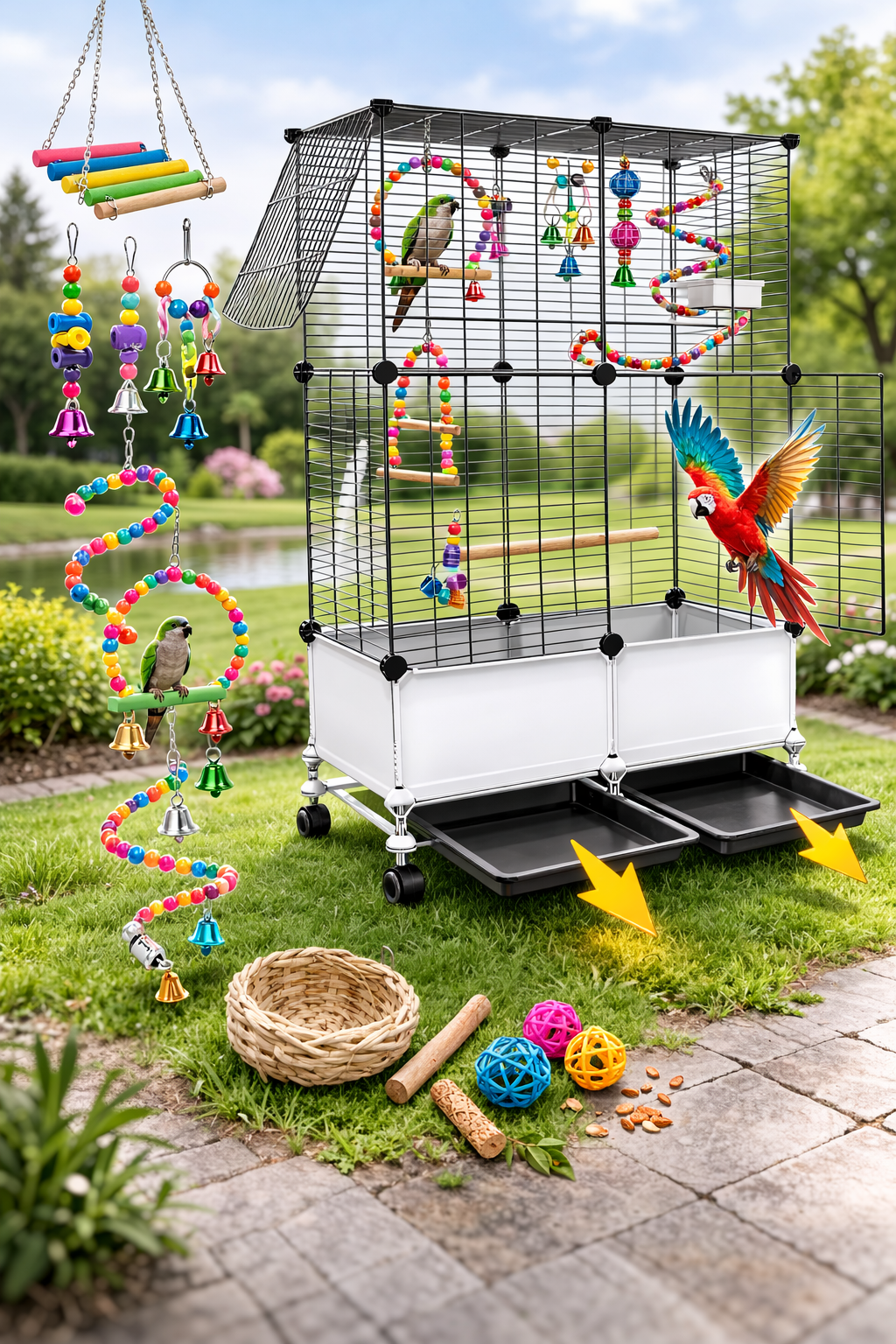 Металева клітка для птахів KP-84 на колесах - мініатюра 8