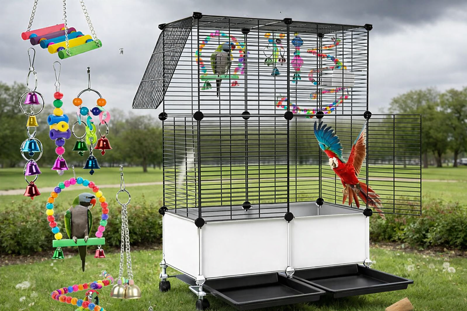 Металева клітка для птахів KP-84 на колесах - мініатюра 9